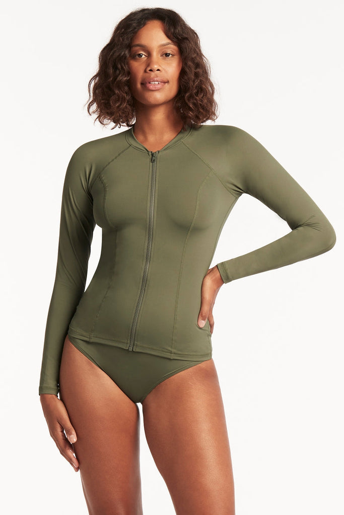 Eco Long Sleeve Rash Vest Khaki Hotbody Swimwear
