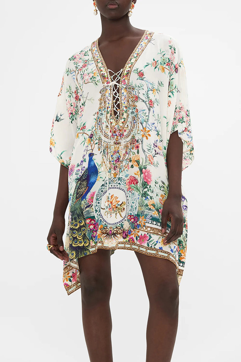 Plumes and Parterres Short Lace Up Kaftan Camilla Hotbody Swimwear