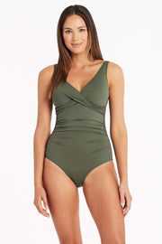 Eco Cross Front Multi 1Pce Khaki Hotbody Swimwear