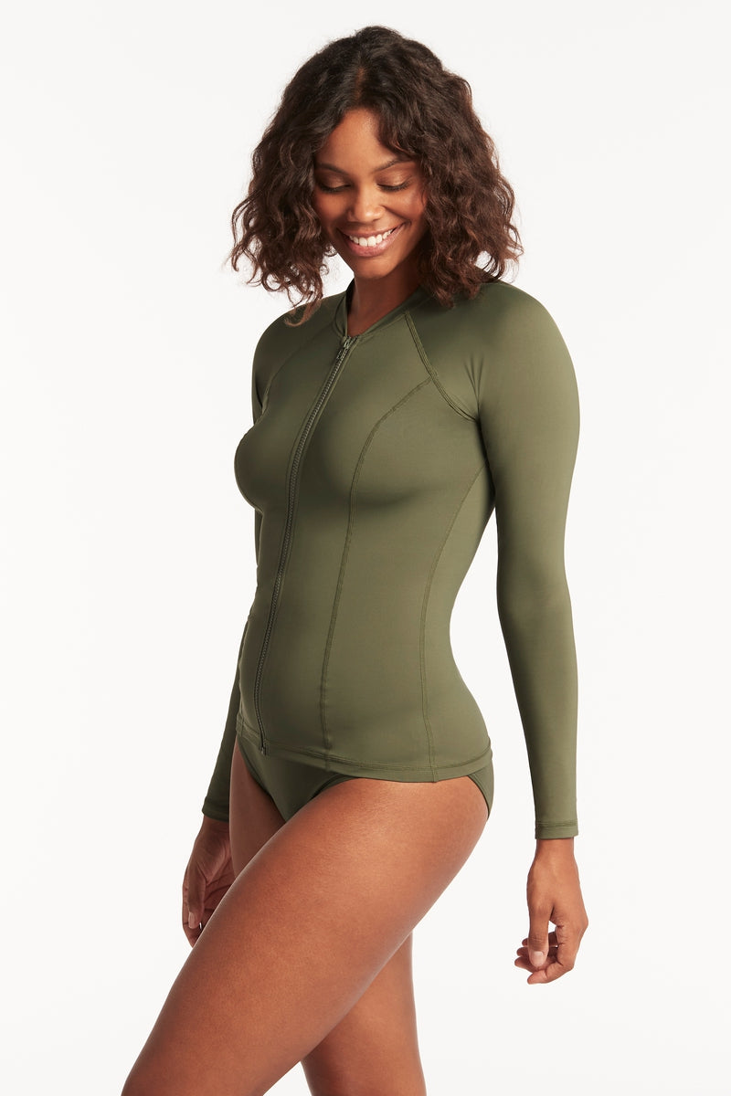 Eco Long Sleeve Rash Vest Khaki Sea Level Hotbody Swimwear